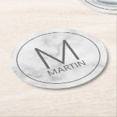 Moderner Personalisierter Monogramm- und Name-Unte Runder Pappuntersetzer (Angewinkelt)