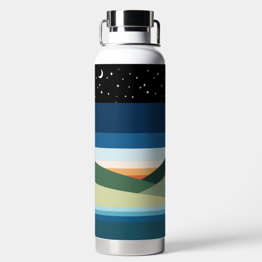 Moderner Personalisierter Nachthimmel - Textweiß h Trinkflasche (Rückseite)