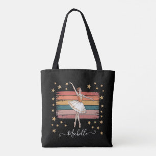 Moderner Personalisierter Name Ballerina schwarz Tasche