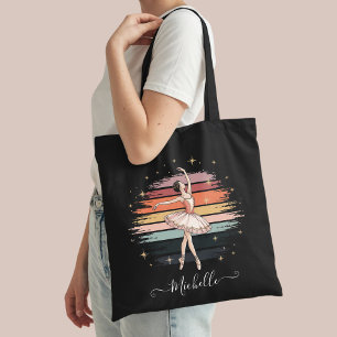 Moderner Personalisierter Name Ballerina schwarz Tasche