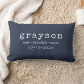 Moderner Personalisierter Name Birthdate Blue Lendenkissen (Decke)