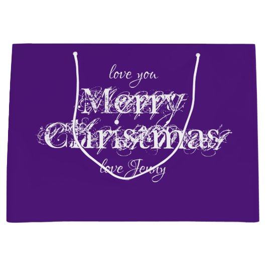 Moderner Personalisierter Name Cool Lila Große Geschenktüte (Vorderseite)