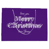 Moderner Personalisierter Name Cool Lila Große Geschenktüte (Rückseite)