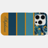 Moderner Personalisierter Name des Blauen Goldes Case-Mate iPhone Hülle (Rückseite (Horizontal))