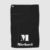 Moderner Personalisierter Name Erstfarbiges Schwar Golfhandtuch (Vorderseite)