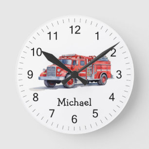 Moderner Personalisierter Name für den Rotfeuerzug Runde Wanduhr