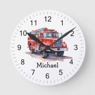 Moderner Personalisierter Name für den Rotfeuerzug Runde Wanduhr