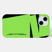 Moderner Personalisierter Name Grün/Schwarz Case-Mate iPhone Hülle (Rückseite (Horizontal))