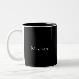 Moderner Personalisierter Name in Schwarz und Weiß Zweifarbige Tasse