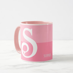 Moderner Personalisierter Name Letter Pink Color S Tasse