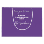 Moderner Personalisierter Name Lila Valentinstag Große Geschenktüte (Vorderseite)