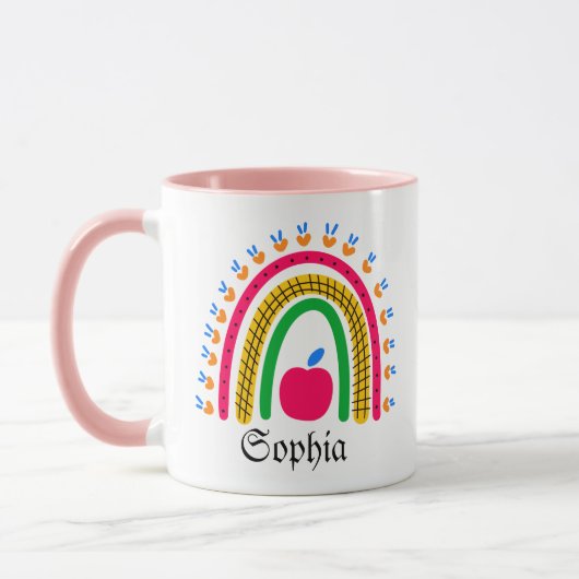 Moderner Personalisierter Name mit Regenbogen Tasse (Links)