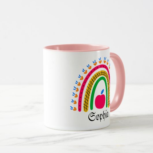 Moderner Personalisierter Name mit Regenbogen Tasse (VorderseiteRechts)