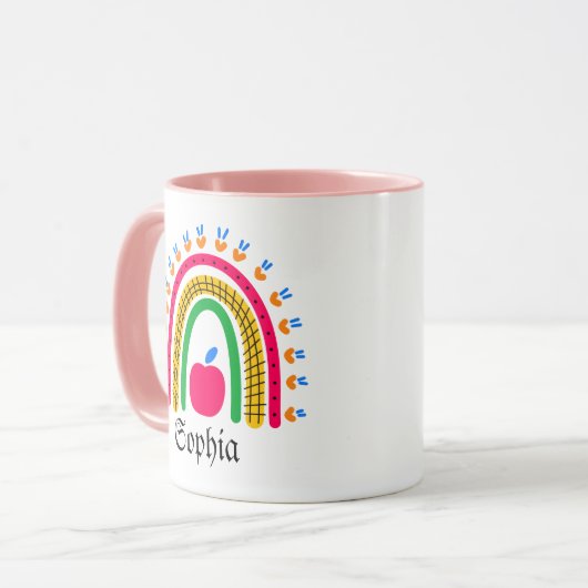 Moderner Personalisierter Name mit Regenbogen Tasse (Vorderseite Links)