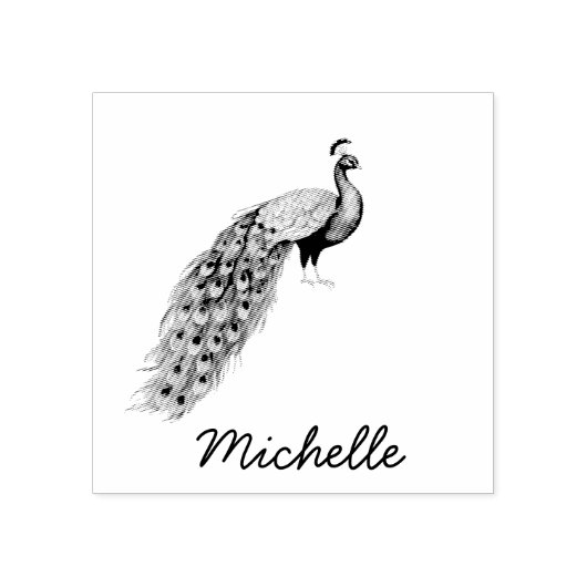 Moderner Personalisierter Name Peacock Gummistempel (Prägung)