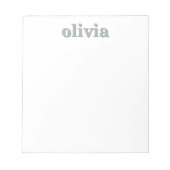 Moderner Personalisierter Name "Sage Green" Notizblock (Vorderseite)