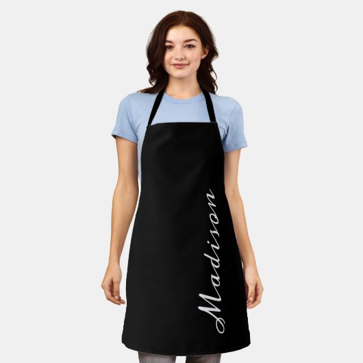 Moderner Personalisierter Name Schwarz/Weiß Schürze (Getragen)