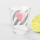 Moderner Personalisierter Name Schwarz-weiß Strich Schnapsglas (Rückseite)