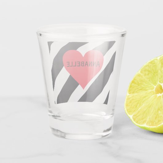 Moderner Personalisierter Name Schwarz-weiß Strich Schnapsglas (Rückseite)