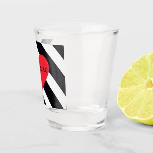 Moderner Personalisierter Name Schwarz-weiß Strich Schnapsglas (Rechts)