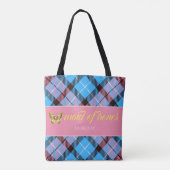 Moderner Personalisierter Name Tartan Hochzeitsjun Tasche (Rückseite)