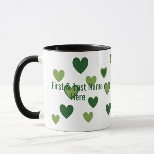 Moderner Personalisierter Name und Spaß - Grüne He Tasse (Links)