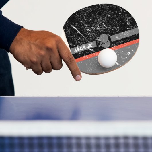 Moderner Personalisierter Name Weißer Vintager Sch Tischtennis Schläger (InSitu)