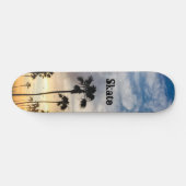 Moderner Personalisierter Palmenbaum, blau gelb, S Skateboard (Horizontal)