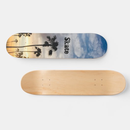 Moderner Personalisierter Palmenbaum, blau gelb, S Skateboard (Horizontal)