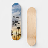 Moderner Personalisierter Palmenbaum, blau gelb, S Skateboard (Vorderseite)