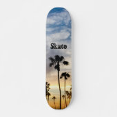 Moderner Personalisierter Palmenbaum, blau gelb, S Skateboard (Vorne)