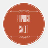 Moderner Personalisierter Paprika-Weißer Text Runder Aufkleber (Vorderseite)