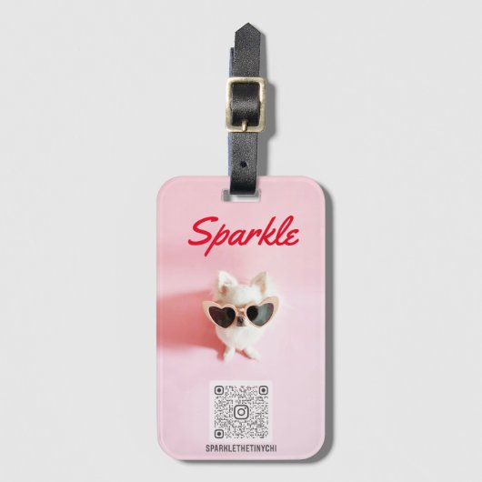 Moderner Personalisierter QR-Code für Foto mit ben Gepäckanhänger (Vorderseite Vertikal)