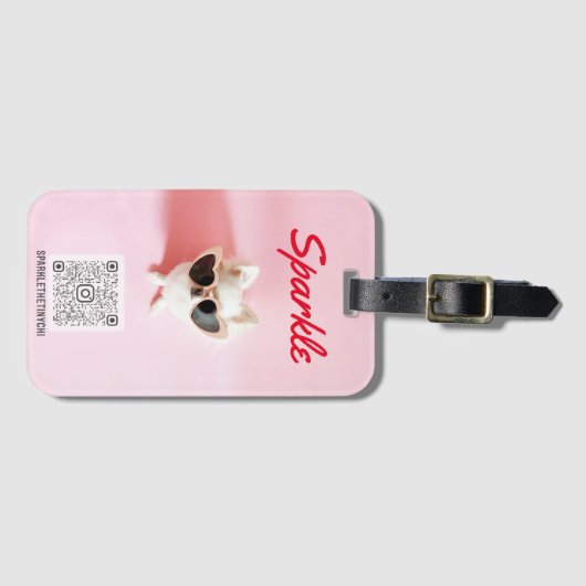 Moderner Personalisierter QR-Code für Foto mit ben Gepäckanhänger (Vorderseite (Horizontal))
