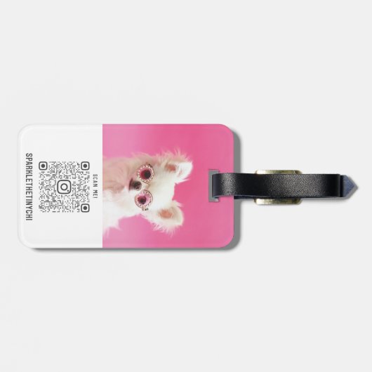 Moderner Personalisierter QR-Code mit doppeltem Fo Gepäckanhänger (Rückseite horizontal)