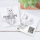 Moderner Personalisierter QR-Code mit zwei Fotos Quadratische Visitenkarte