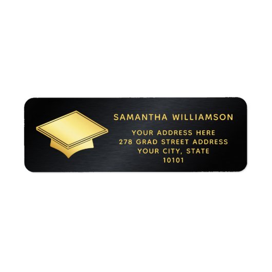 Moderner Personalisierter Schwarz/Gold-Abschluss (Vorne)