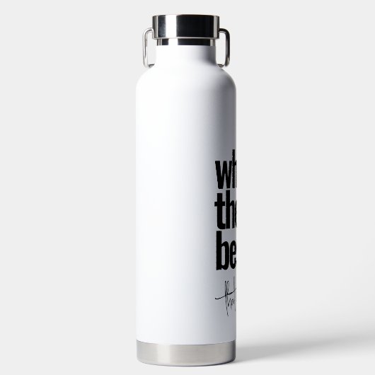 Moderner Personalisierter Schwarzer Farbtext Trinkflasche (Vorderseite)