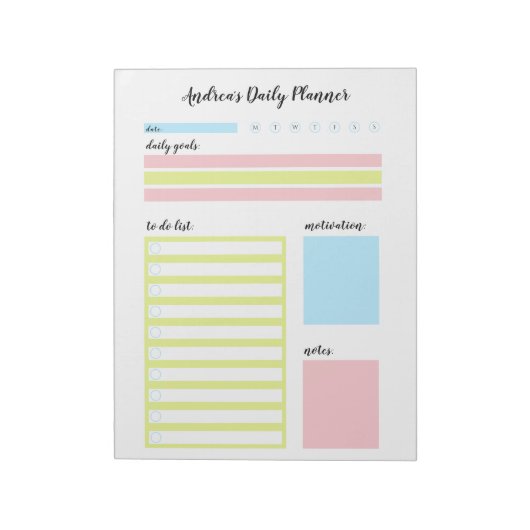 Moderner Personalisierter Tagesplaner Notizblock (Rotiert)