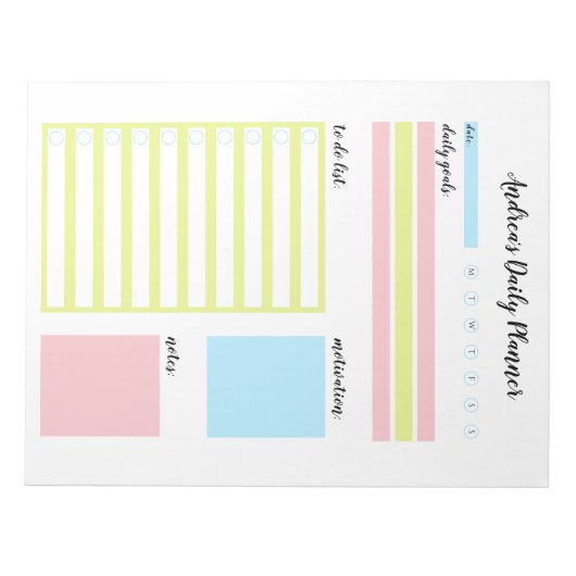 Moderner Personalisierter Tagesplaner Notizblock (Vorderseite)