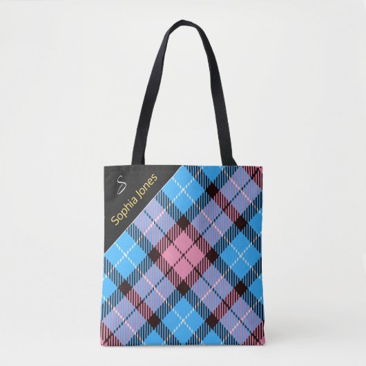 Moderner Personalisierter Tartan-Lehrer Vielen Dan Tasche (Vorderseite)