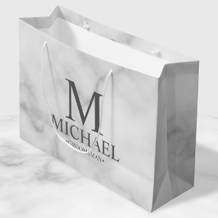 Moderner Personalisierter Trauzeuge aus weißem Mar Große Geschenktüte