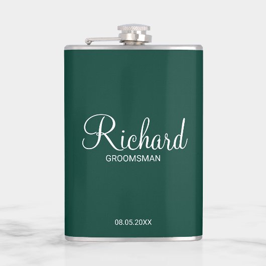 Moderner Personalisierter Trauzeuge für Skripte Flachmann