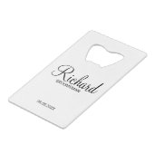 Moderner Personalisierter Trauzeuge für Skripte Geldbeutel Flaschenöffner (Vorderseite Schrägansicht)