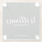 Moderner Personalisierter Trauzeuge für Skripte Glasuntersetzer (Rückseite)