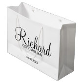 Moderner Personalisierter Trauzeuge für Skripte Große Geschenktüte (Vorderseite Schrägansicht)