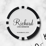 Moderner Personalisierter Trauzeuge für Skripte Pokerchips<br><div class="desc">Personalisierte Trauzeuge Geschenke mit dem Namen des personalisierten Trauzeugen im modernen,  schwarz-Script-Schriftart-Stil mit Titel und Hochzeitsdatum in modernen Sans Serif Schriftart Stil auf weißem Hintergrund. Auch perfekt für Trauzeuge,  Brautvater und mehr.</div>
