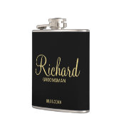 Moderner Personalisierter Trauzeuge in Schwarz und Flachmann (Links)