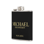 Moderner Personalisierter Trauzeuge in Schwarz und Flachmann (Links)