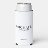 Moderner Personalisierter Trauzeuge in Schwarz und Selters Dosenkühler (Seltzer Vorderseite)